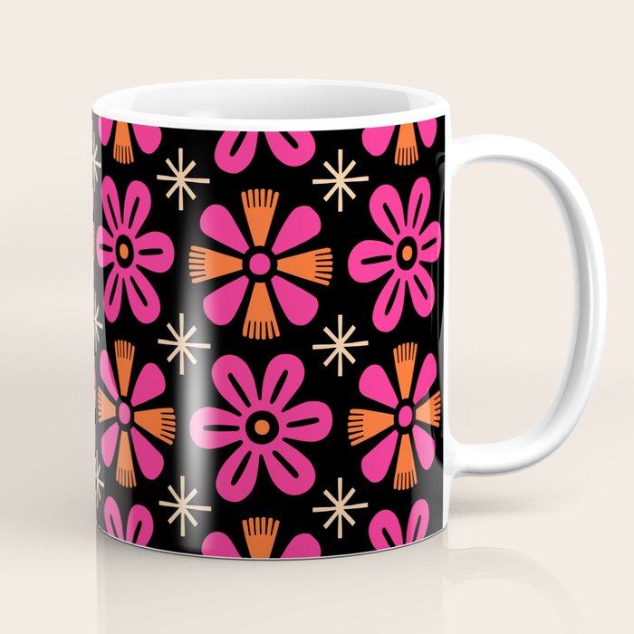 Retro Mid Century Modern Floral Pattern Coffee Mug Gallery Image 1