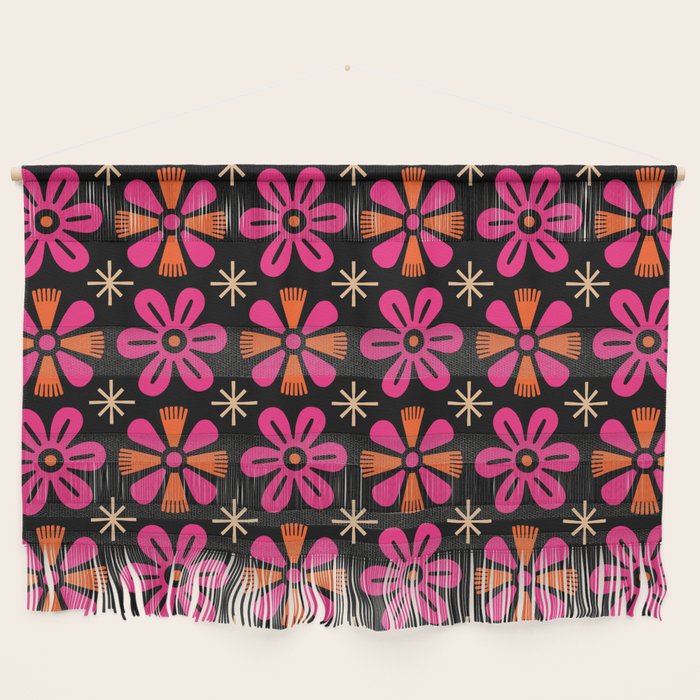Retro Mid Century Modern Floral Pattern Wall Hanging Gallery Image 1