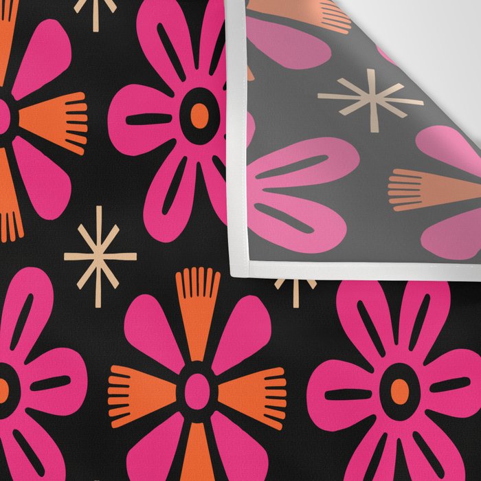 Retro Mid Century Modern Floral Pattern Wall Tapestry Gallery Image 3