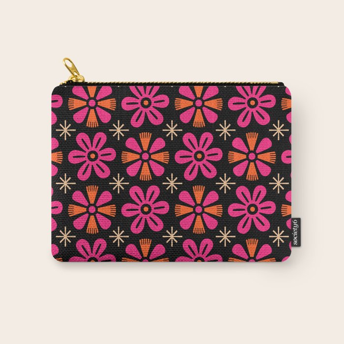 Retro Mid Century Modern Floral Pattern Carry All Pouch Gallery Image 1