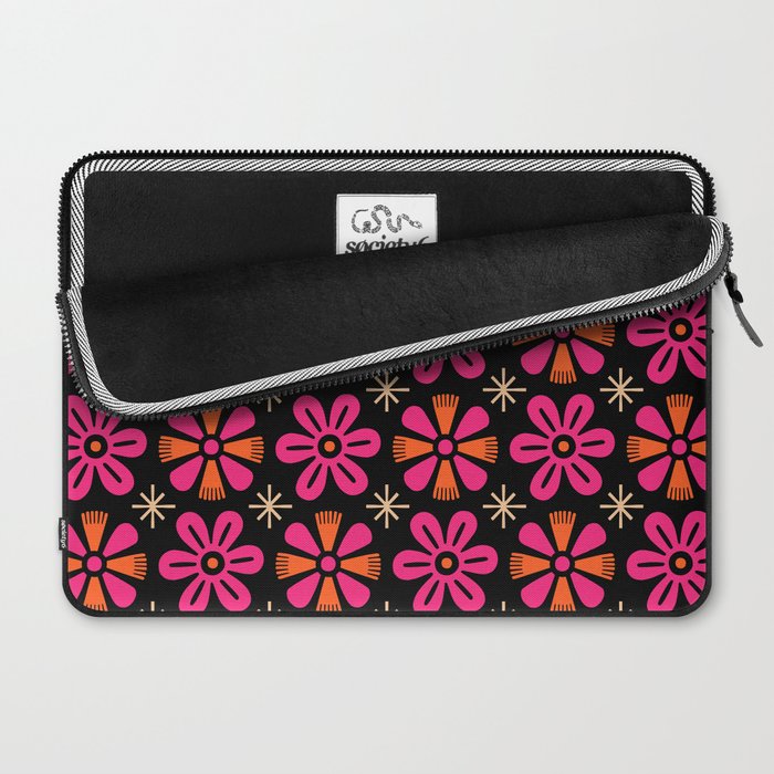Retro Mid Century Modern Floral Pattern Laptop Sleeve Gallery Image 2