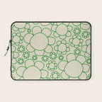 Cheerful Doodle Flowers Green and Cream Pattern Laptop Sleeve Gallery Image 1