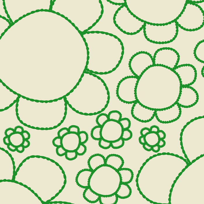 Cheerful Doodle Flowers Green and Cream Pattern Coffee Mug Gallery Image 2