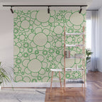 Cheerful Doodle Flowers Green and Cream Pattern Wall Mural Gallery Image 1