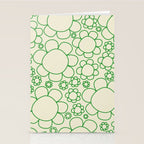 Cheerful Doodle Flowers Green and Cream Pattern Stationery Card Gallery Image 2