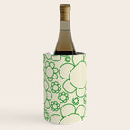 Cheerful Doodle Flowers Green and Cream Pattern Wine Chiller Gallery Image 2