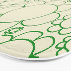 Cheerful Doodle Flowers Green and Cream Pattern Bath Mat Gallery Image 3