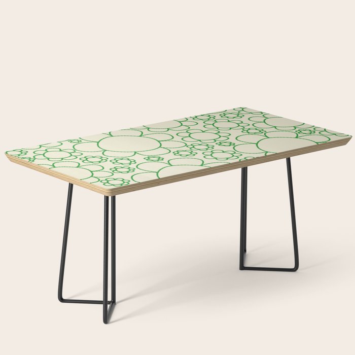 Cheerful Doodle Flowers Green and Cream Pattern Coffee Table Gallery Image 1