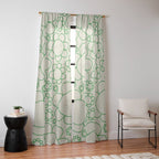 Cheerful Doodle Flowers Green and Cream Pattern Window Curtain Gallery Image 14