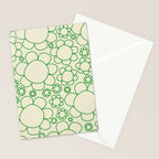 Cheerful Doodle Flowers Green and Cream Pattern Stationery Card Gallery Image 2