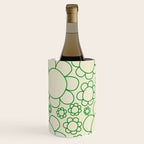Cheerful Doodle Flowers Green and Cream Pattern Wine Chiller Gallery Image 1