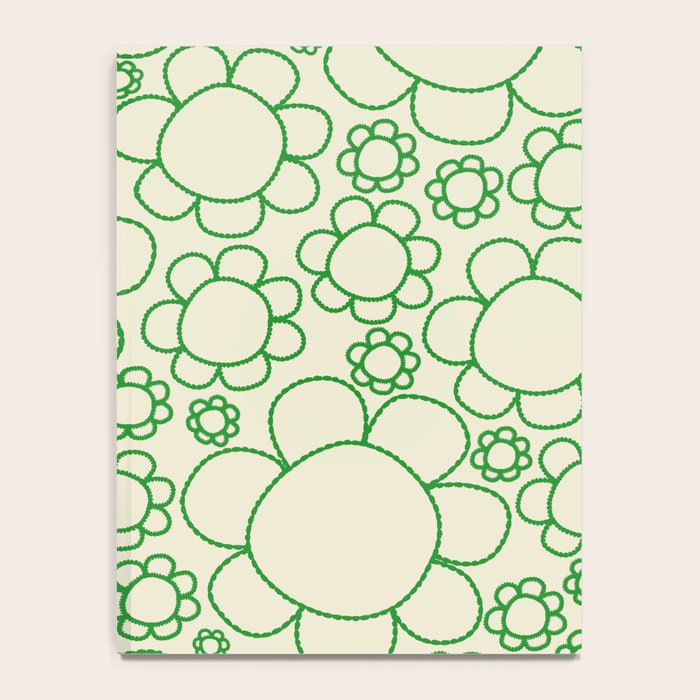 Cheerful Doodle Flowers Green and Cream Pattern Notebook Gallery Image 4