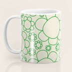 Cheerful Doodle Flowers Green and Cream Pattern Coffee Mug Gallery Image 3