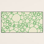 Cheerful Doodle Flowers Green and Cream Pattern Desk Mat Gallery Image 3