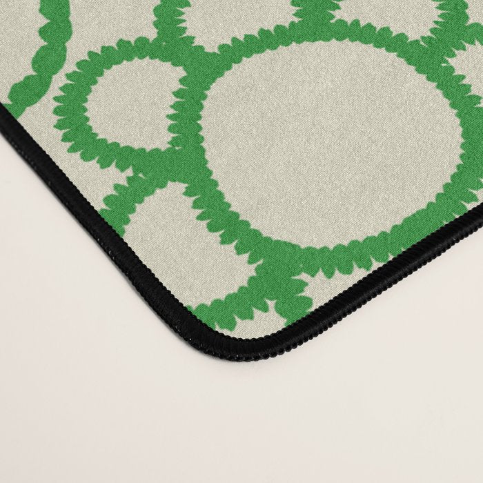 Cheerful Doodle Flowers Green and Cream Pattern Desk Mat Gallery Image 4