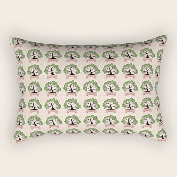 Bonsai in Pink and Green Rectangular Pillow Gallery Image 1