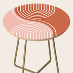 Geometric Lines in Terracotta Rose Gold 19 (Rainbow and Lines Abstraction) Side Table Gallery Image 2