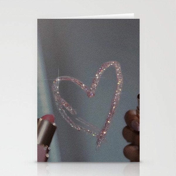 I LOVE YOU | glitter | love | heart | lipstick | mirror | collage | fashion | glam | pink | cute | art | wall | photo  Stationery Card Gallery Image 1