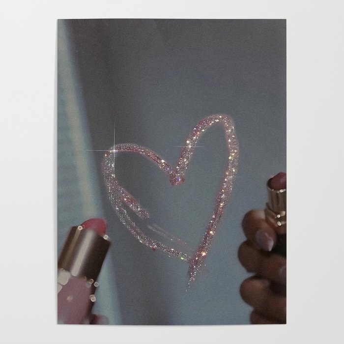 I LOVE YOU | glitter | love | heart | lipstick | mirror | collage | fashion | glam | pink | cute | art | wall | photo  Poster Gallery Image 1