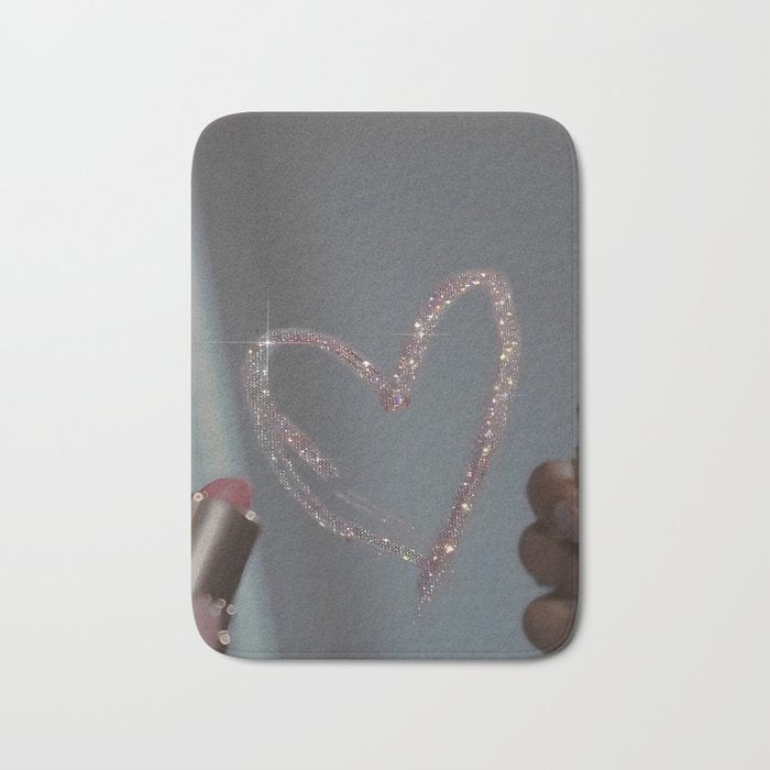 I LOVE YOU | glitter | love | heart | lipstick | mirror | collage | fashion | glam | pink | cute | art | wall | photo  Bath Mat Gallery Image 1