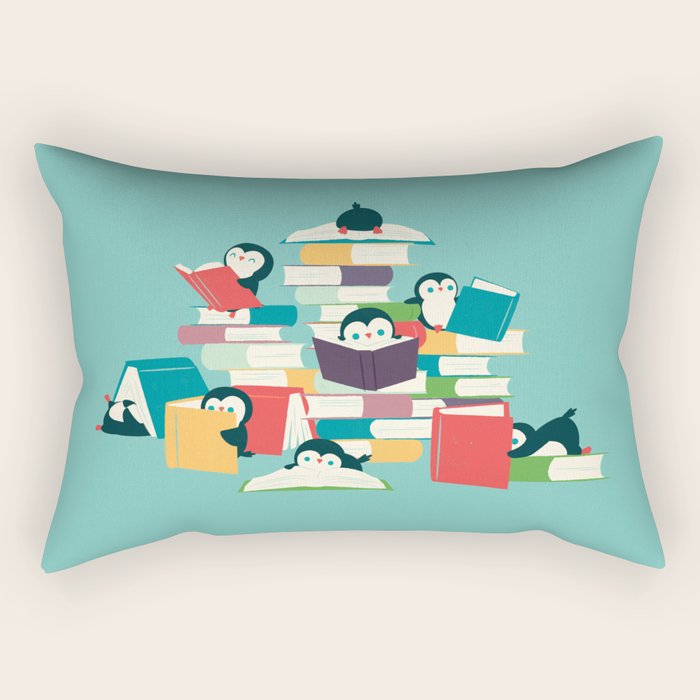 Reading Penguins Rectangular Pillow Gallery Image 2