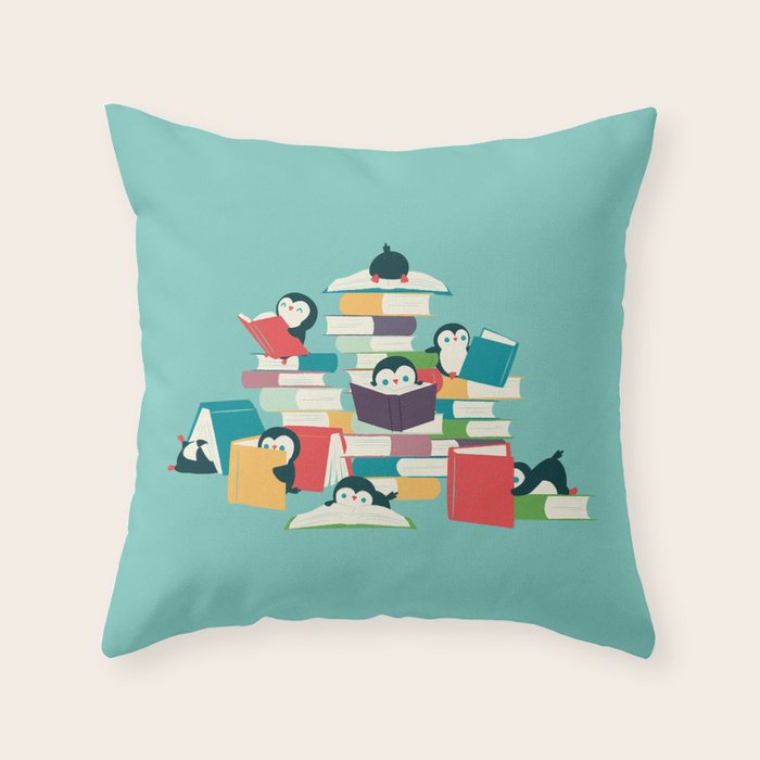 Reading Penguins Throw Pillow Gallery Image 6