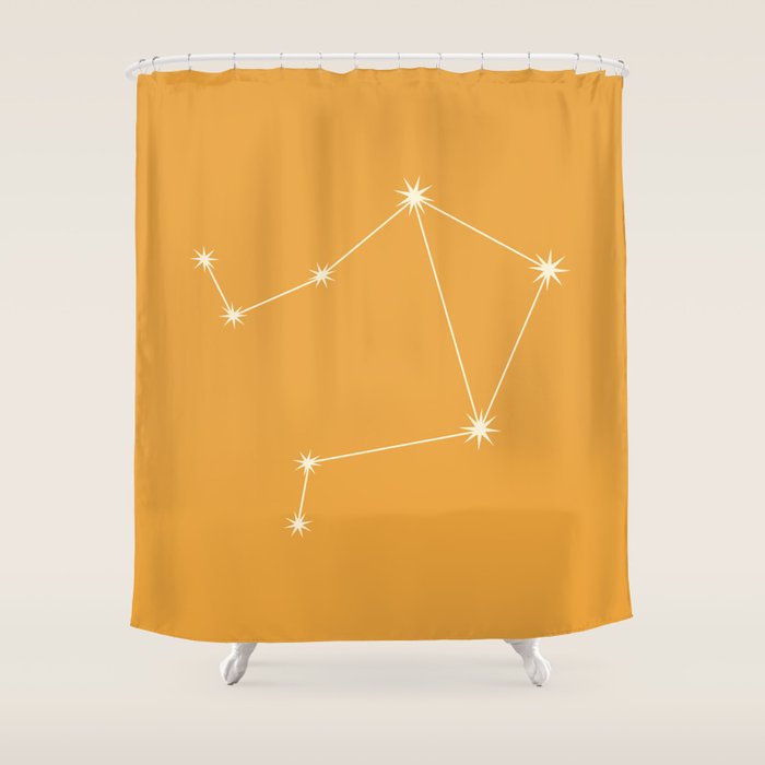 Libra Zodiac Star Constellation Line Art Peach Orange Shower Curtain Gallery Image 1