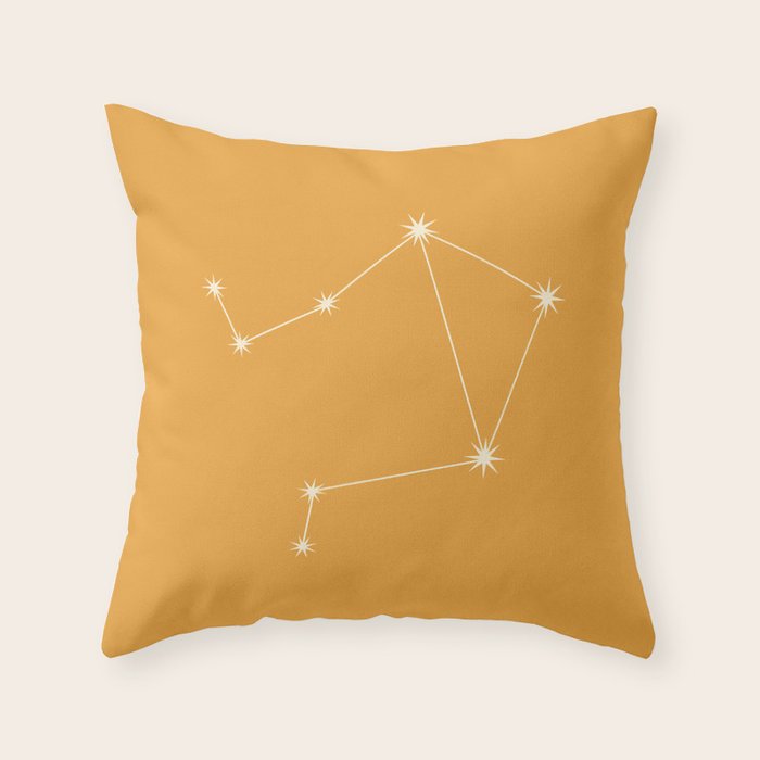 Libra Zodiac Star Constellation Line Art Peach Orange Throw Pillow Gallery Image 6