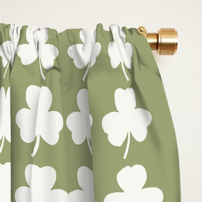 Clovers XXVIII Natural Green Botanical Pattern Window Curtain Gallery Image 2