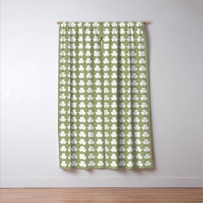 Clovers XXVIII Natural Green Botanical Pattern Window Curtain Gallery Image 3