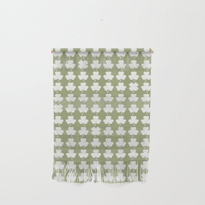 Clovers XXVIII Natural Green Botanical Pattern Wall Hanging Gallery Image 1