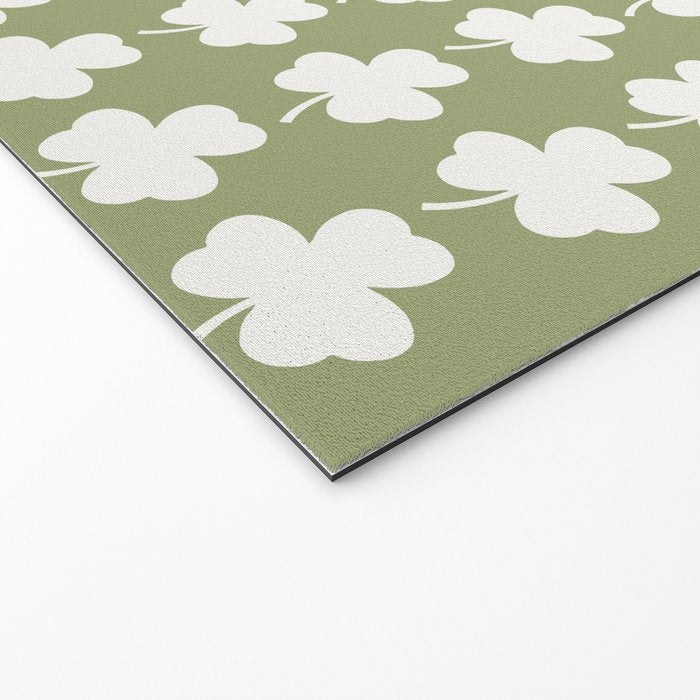 Clovers XXVIII Natural Green Botanical Pattern Welcome Mat Gallery Image 2