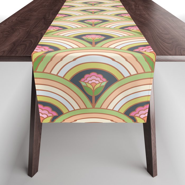 Retro Rainbow Flowers Table Runner Gallery Image 1