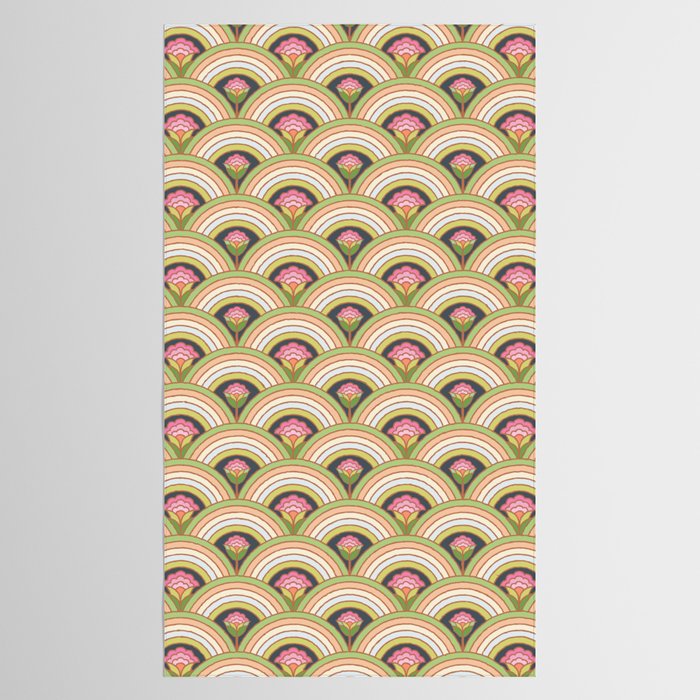 Retro Rainbow Flowers Tablecloth Gallery Image 2