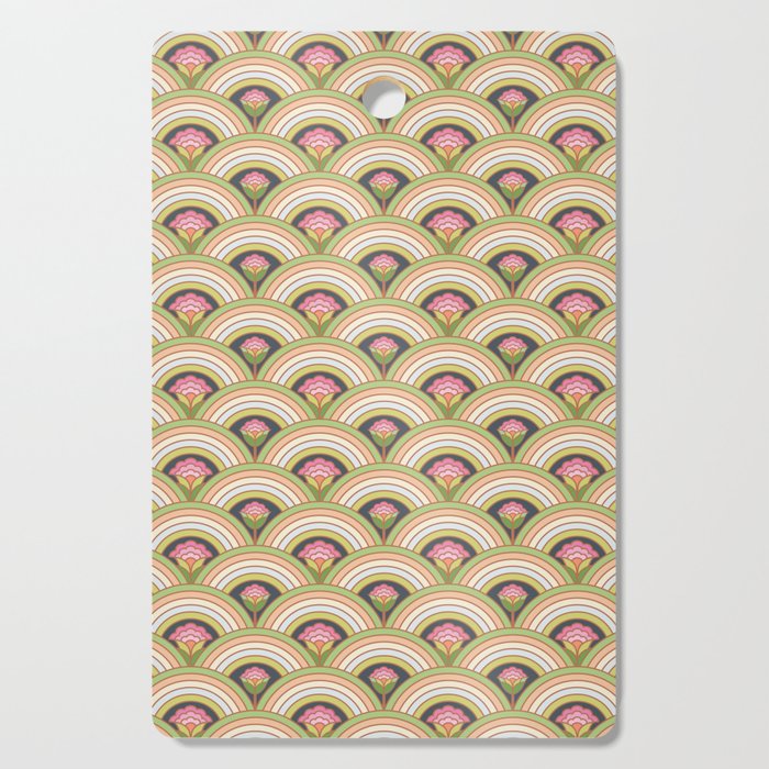 Retro Rainbow Flowers Cutting Board Gallery Image 1