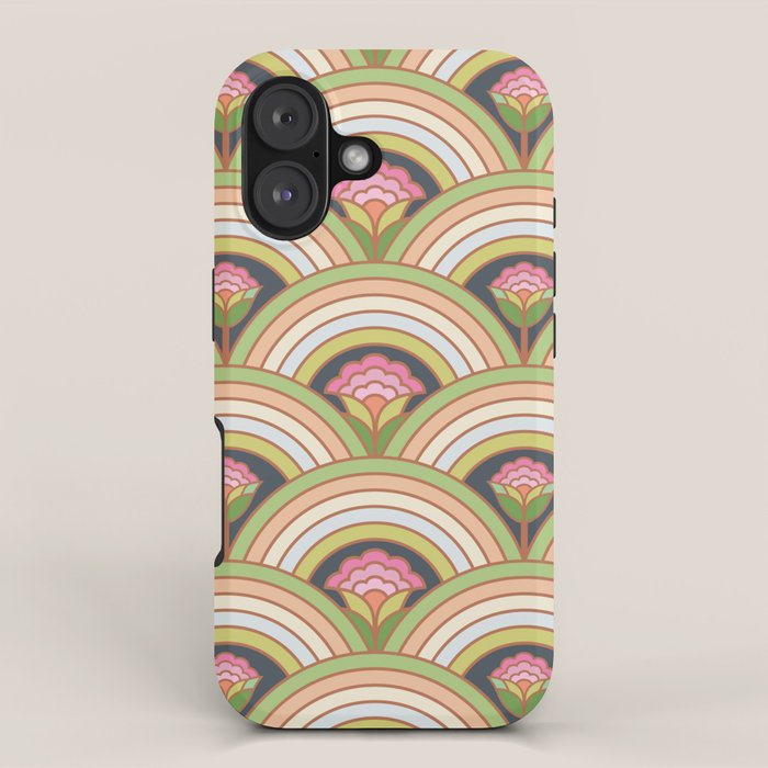 Retro Rainbow Flowers iPhone Case Gallery Image 1