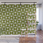 Mid-Century Modern Pattern No.29 Mini - Off-White and Green Wall Mural Gallery Image 1