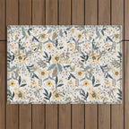 Spring Wildflowers, Floral Prints, Yellow and Gray Outdoor Rug Gallery Image 1