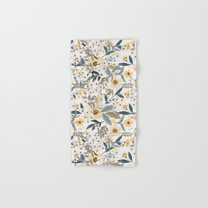 Spring Wildflowers, Floral Prints, Yellow and Gray Bath Towel Gallery Image 1