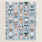 Doggie Coffee and Tea Time I // blue grey Jigsaw Puzzle Gallery Image 1