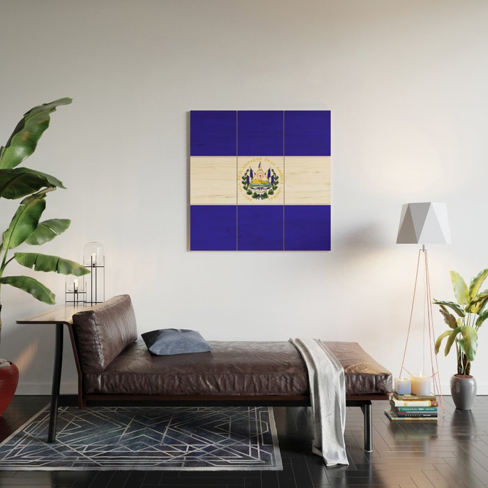El Salvador flag emblem Wood Wall Art Gallery Image 2
