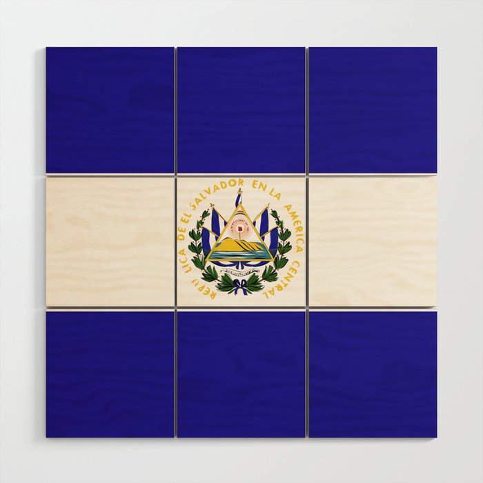 El Salvador flag emblem Wood Wall Art Gallery Image 1