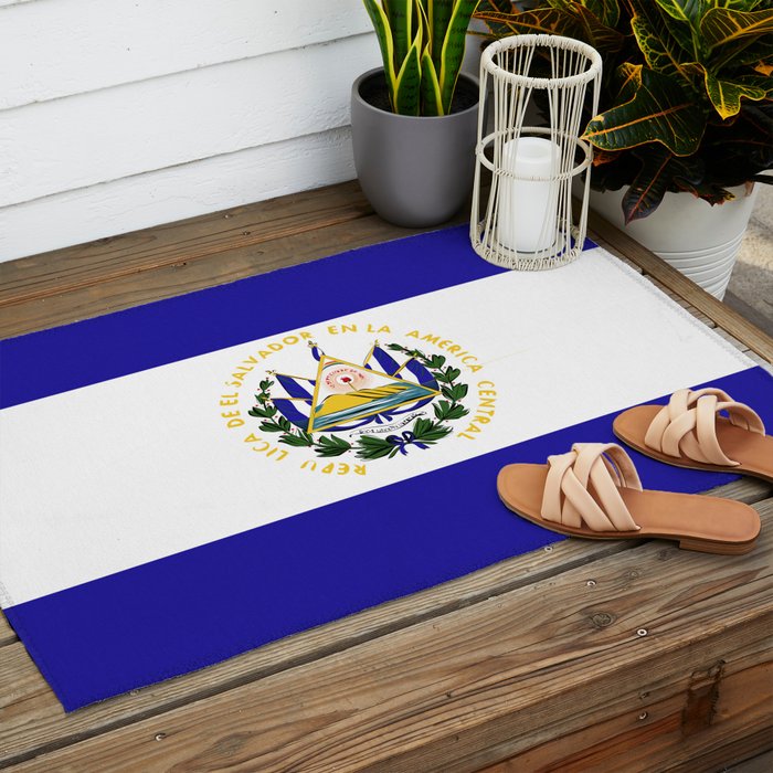 El Salvador flag emblem Outdoor Rug Gallery Image 2