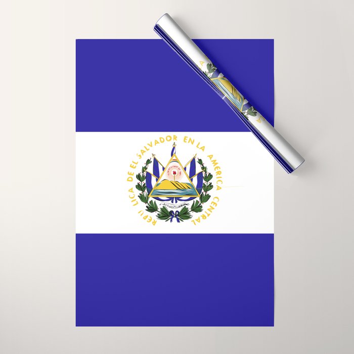 El Salvador flag emblem Wrapping Paper Gallery Image 1