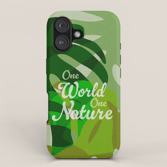 monstera leaf greenery minimal cut outs composition iPhone Case Gallery Image 1