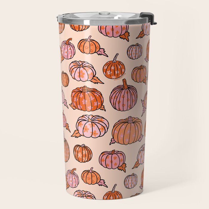 Flower Pumpkin Print Travel Mug Gallery Image 2