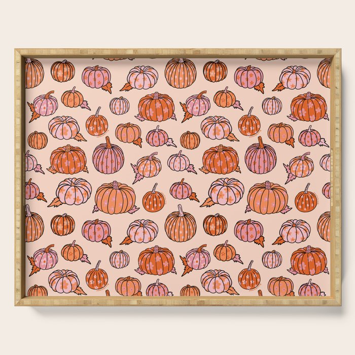 Flower Pumpkin Print Serving Tray Gallery Image 1