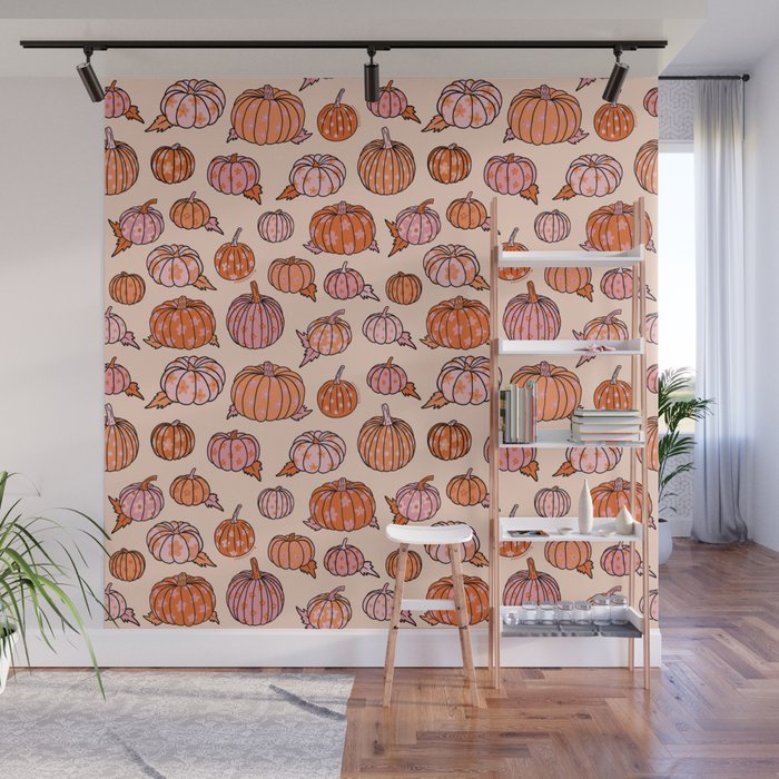 Flower Pumpkin Print Wall Mural Gallery Image 1