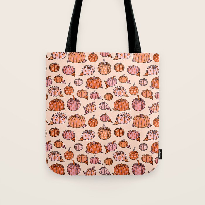 Flower Pumpkin Print Tote Bag Gallery Image 1