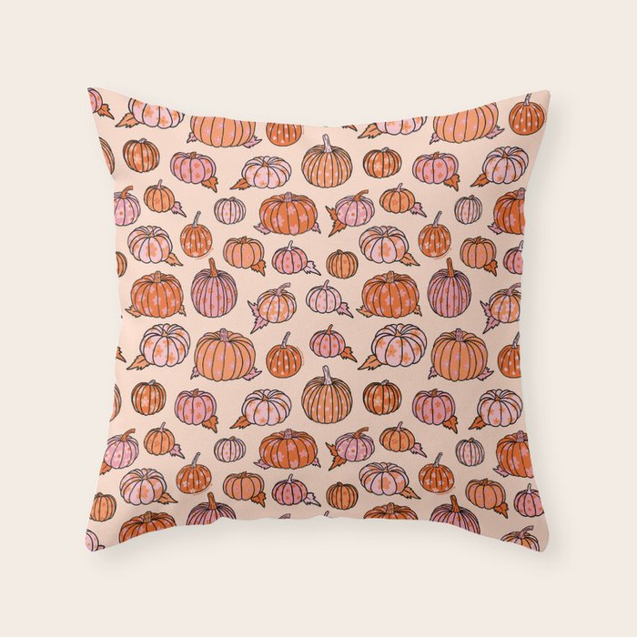 Flower Pumpkin Print Throw Pillow Gallery Image 6